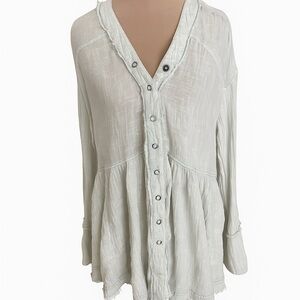 We The Free Light Soft Pale Blue Button-Down Shirt